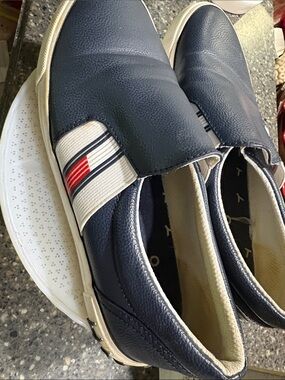 Tommy Hilfiger Navy Slip-On Flats with Red and White Stripe